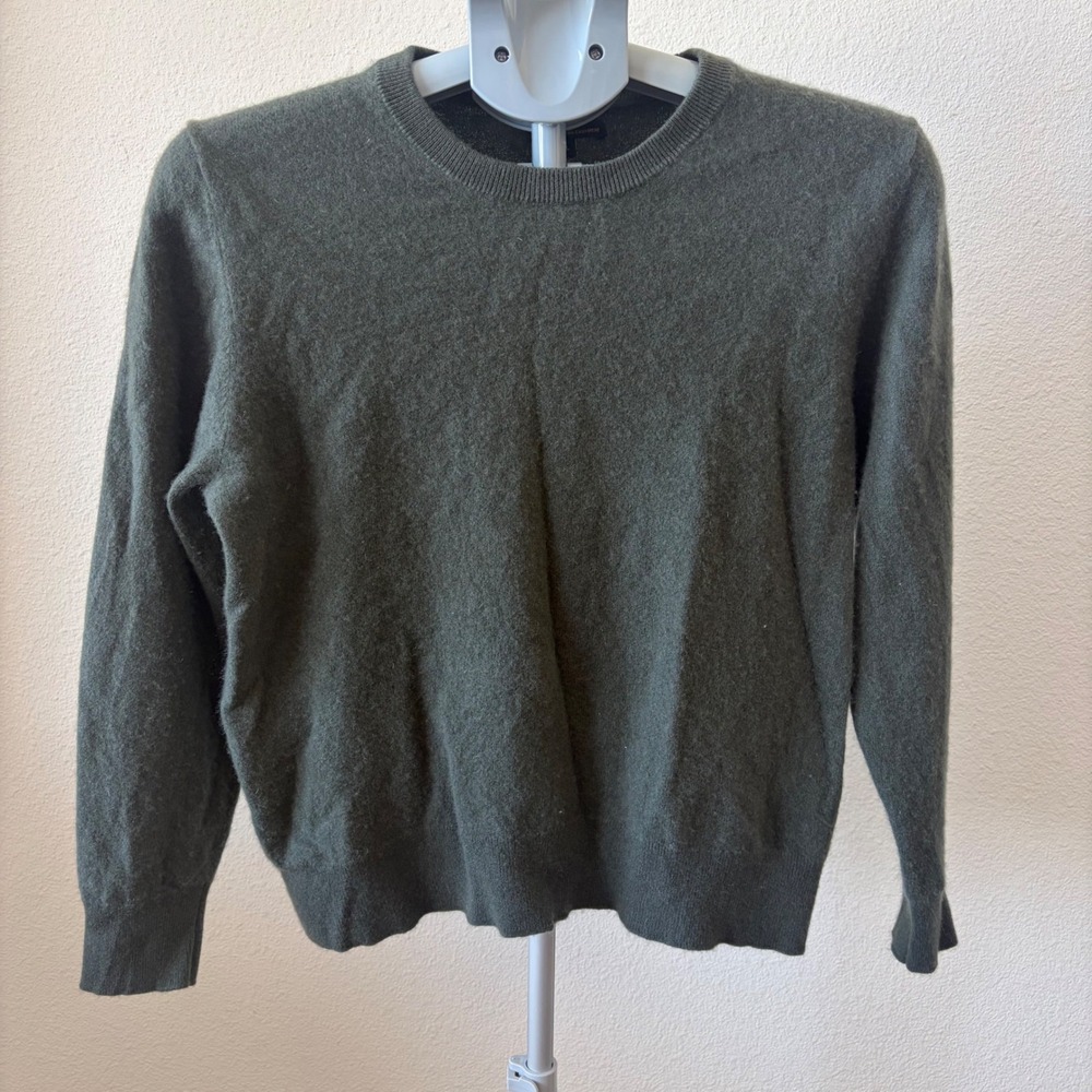 Quince Mongolian Cashmere Crewneck Sweater Womens Large Moss Green Quiet Luxury